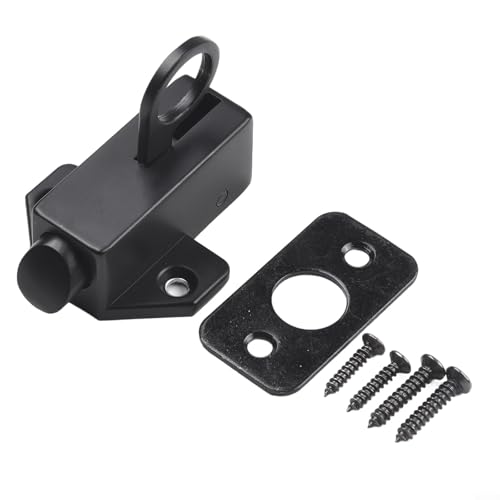 Türriegelschloss aus Aluminiumlegierung mit automatischem Federmechanismus für sicheren Verschluss (schwarz) von EasyByMall