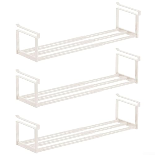 Verstellbares Metall-Schuhregal, erweiterbares Teleskopregal, vielseitiger Organizer für Schuhe, mehr in jedem Raum, für Küchen, Kleiderschränke, Badezimmer (weiß 3) von EasyByMall