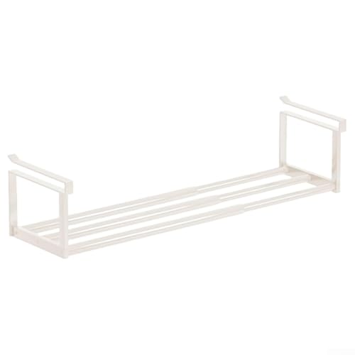 Verstellbares Schuhregal aus Metall, erweiterbares Teleskopregal, vielseitiger Organizer für Schuhe, mehr in jedem Raum, für Küchen, Kleiderschränke, Badezimmer (Weiß 1) von EasyByMall