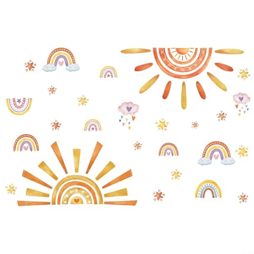 Wandsticker für Kinderzimmer und Wohnzimmer, 2 Bögen PVC-Aufkleber, matt von EasyByMall