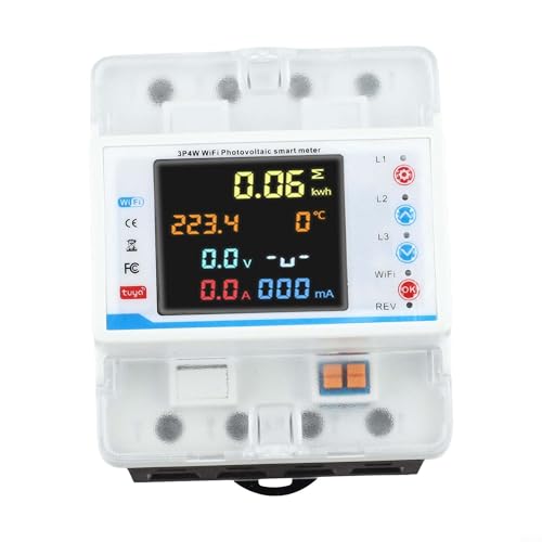 WiFi Photovoltaik Smart Meter, 3P4W Photovoltaik Smart Meter für Tuya Smart Meter mit Überspannung zum Schutz 100A mit Farb-LCD-Display von EasyByMall