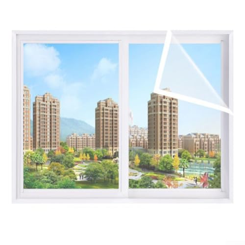 Winter-Fenster-Isolierfolie, verdicktes PE-Material für winddichten und staubdichten Schutz, leicht zu reinigen und wiederverwendbar (120 x 160 cm) von EasyByMall