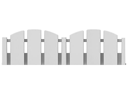 EasyFlex No-Dig 3600WT-15C-6 Landschaftseinfassung mit Verankerungsspießen, 11,4 cm. Hoher Deko-Adirondack-Zaun in Holzoptik, 3,5 m, Weiß von EasyFlex