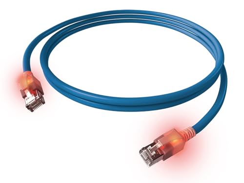 EasyLan DualBoot LED Patchkabel RJ45 S/FTP Kat.6A (Class EA), mit saCon Stecker, LSOH, blau, 2 m von EasyLan