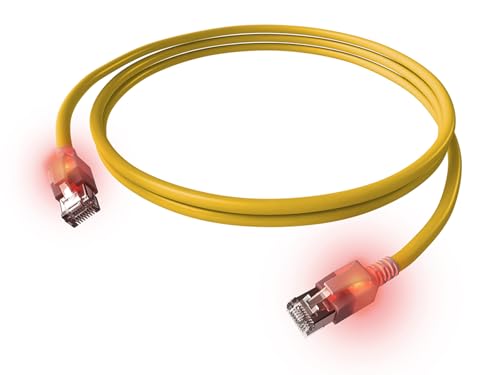 EasyLan DualBoot LED Patchkabel RJ45 S/FTP Kat.6A (Class EA), mit saCon Stecker, LSOH, gelb, 0,5 m von EasyLan