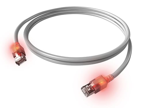 EasyLan DualBoot LED Patchkabel RJ45 S/FTP Kat.6A (Class EA), mit saCon Stecker, LSOH, grau, 3 m von EasyLan