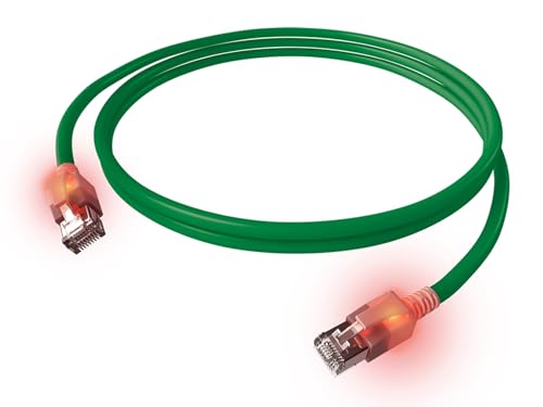 EasyLan DualBoot LED Patchkabel RJ45 S/FTP Kat.6A (Class EA), mit saCon Stecker, LSOH, grün, 0,5 m von EasyLan