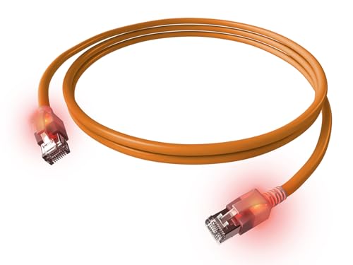 EasyLan DualBoot LED Patchkabel RJ45 S/FTP Kat.6A (Class EA), mit saCon Stecker, LSOH, orange, 2 m von EasyLan