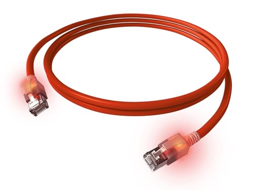 EasyLan DualBoot LED Patchkabel RJ45 S/FTP Kat.6A (Class EA), mit saCon Stecker, LSOH, rot, 0,5 m von EasyLan