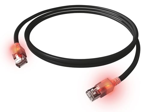 EasyLan DualBoot LED Patchkabel RJ45 S/FTP Kat.6A (Class EA), mit saCon Stecker, LSOH, schwarz, 7 m von EasyLan