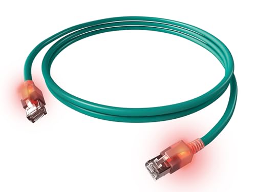 EasyLan DualBoot LED Patchkabel RJ45 S/FTP Kat.6A (Class EA), mit saCon Stecker, LSOH, türkis, 1,5 m von EasyLan