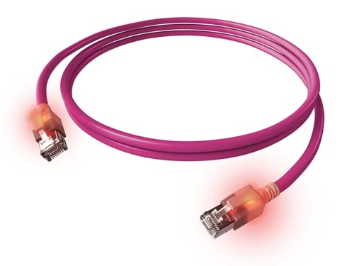EasyLan DualBoot LED Patchkabel RJ45 S/FTP Kat.6A (Class EA), mit saCon Stecker, LSOH, violett, 0,5 m von EasyLan