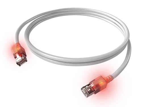 EasyLan DualBoot LED Patchkabel RJ45 S/FTP Kat.6A (Class EA), mit saCon Stecker, LSOH, weiß, 1,5 m von EasyLan