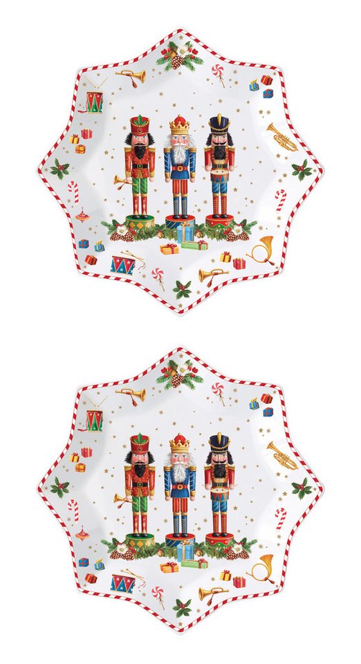 EasyLife Dessertteller VNUT1001 - "Vintage Nutcracker", 2er SET in Geschenkverp., 20 cm, (2 St) von EasyLife