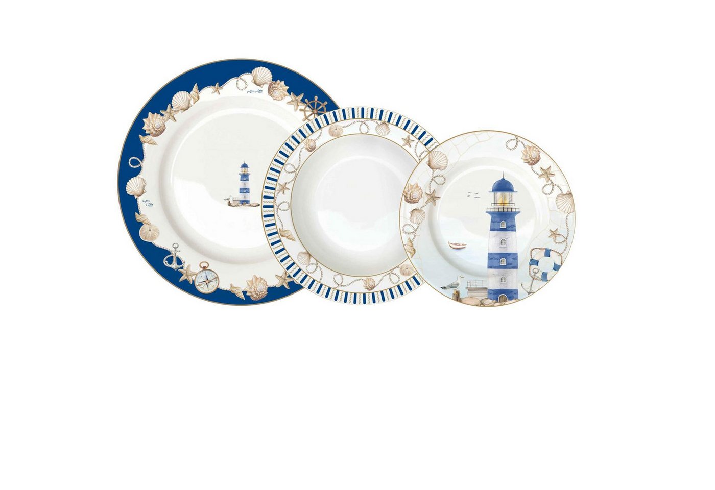 EasyLife Frühstücks-Geschirrset Blue Lighthouse, Porzellan, Spülmaschinengeeignet, Mehrfarbig, Motiv: Leuchtturm EasyLife Frühstücks-Geschirrset Blue Lighthouse, Porzellan, Spülmaschinengeeignet, Mehrfarbig, Motiv: Leuchtturm von EasyLife