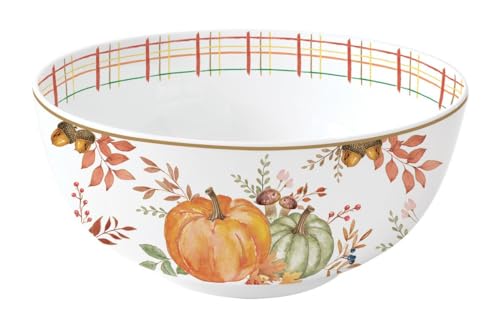 EasyLife Müslischale Harvest Herbst mit Kürbis D. 15cm weiß orange Porzellan von EasyLife