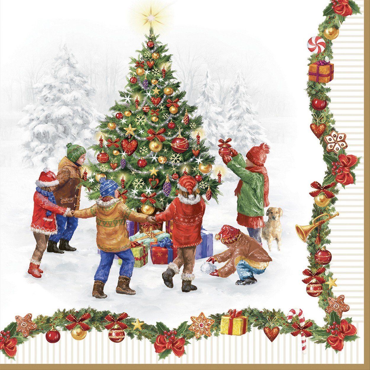 EasyLife Papierserviette 20 Servietten Christmas Round Dance 33x33cm, (20 St) von EasyLife