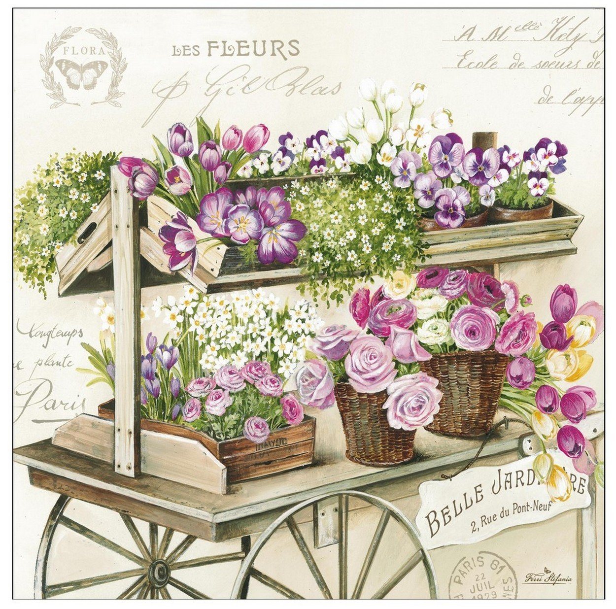 EasyLife Papierserviette 20 Servietten Les Fleurs 33x33cm, (20 St) von EasyLife