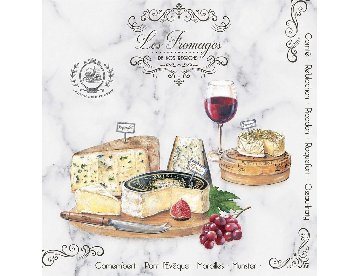 EasyLife Papierserviette 20 Servietten Les Fromages 33x33cm, (20 St) von EasyLife