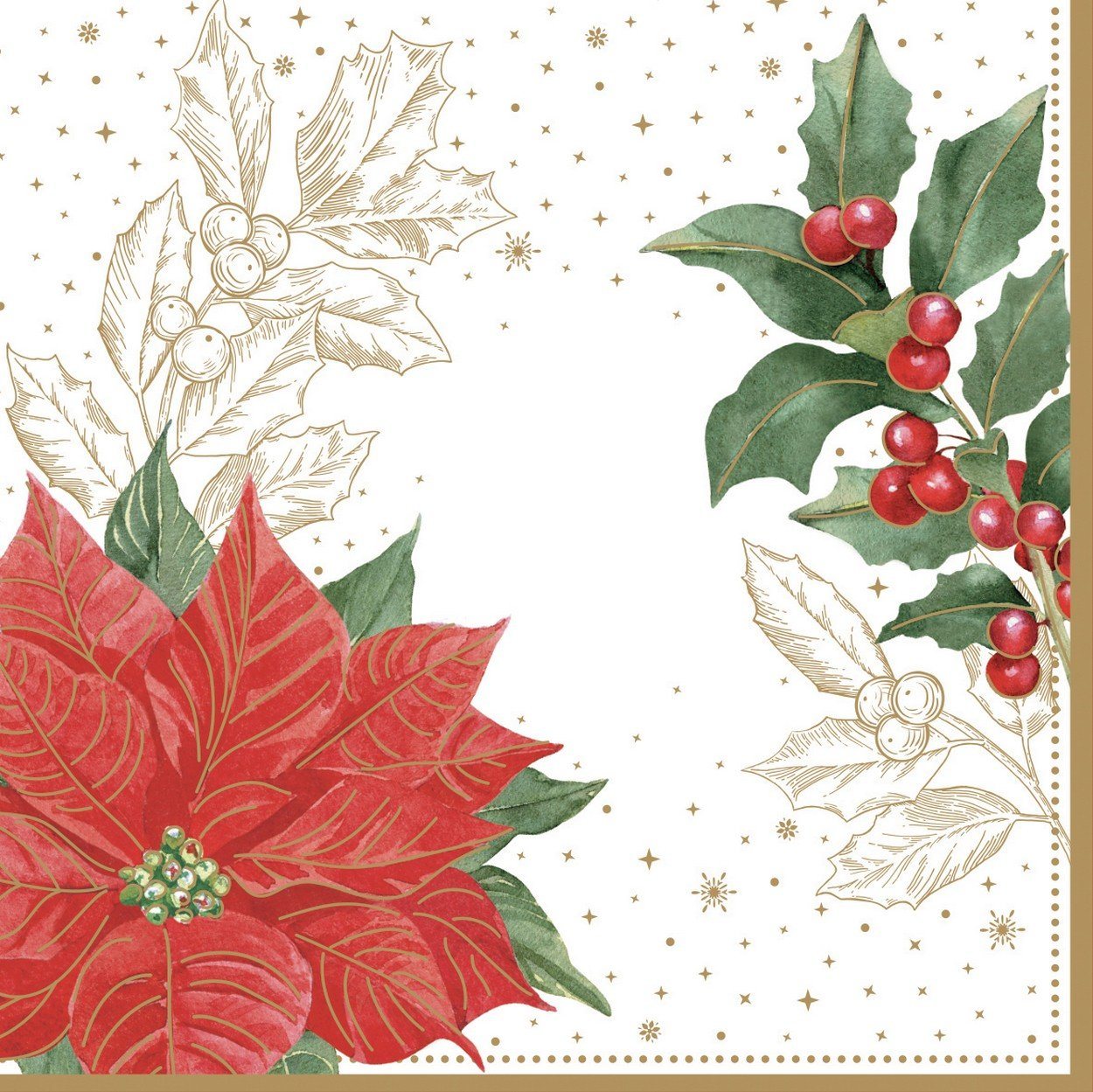 EasyLife Papierserviette 20 Servietten Poinsettia & Berries 33x33cm, (20 St) von EasyLife