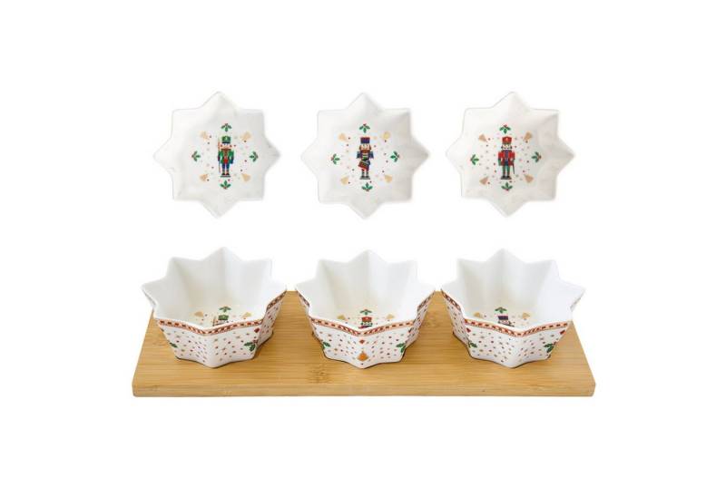 EasyLife Servierplatte Nutcracker, Porzellan, Handwäsche Empfohlen, Weiß, Motiv: Nussknacker von EasyLife