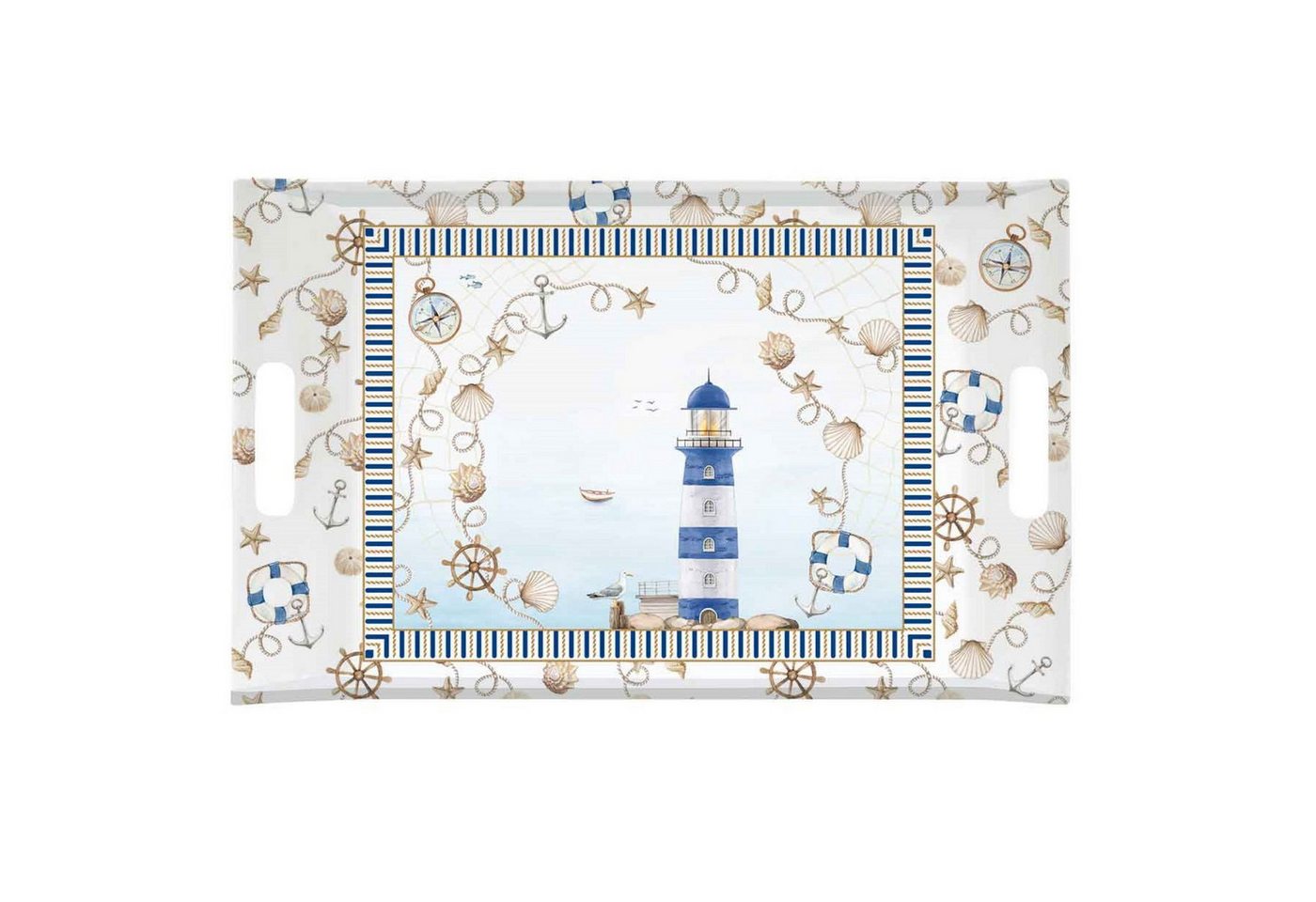 EasyLife Tablett Blue Lighthouse, Melamin, Farbe: Mehrfarbig, Motiv: Leuchtturm EasyLife Tablett Blue Lighthouse, Melamin, Farbe: Mehrfarbig, Motiv: Leuchtturm von EasyLife