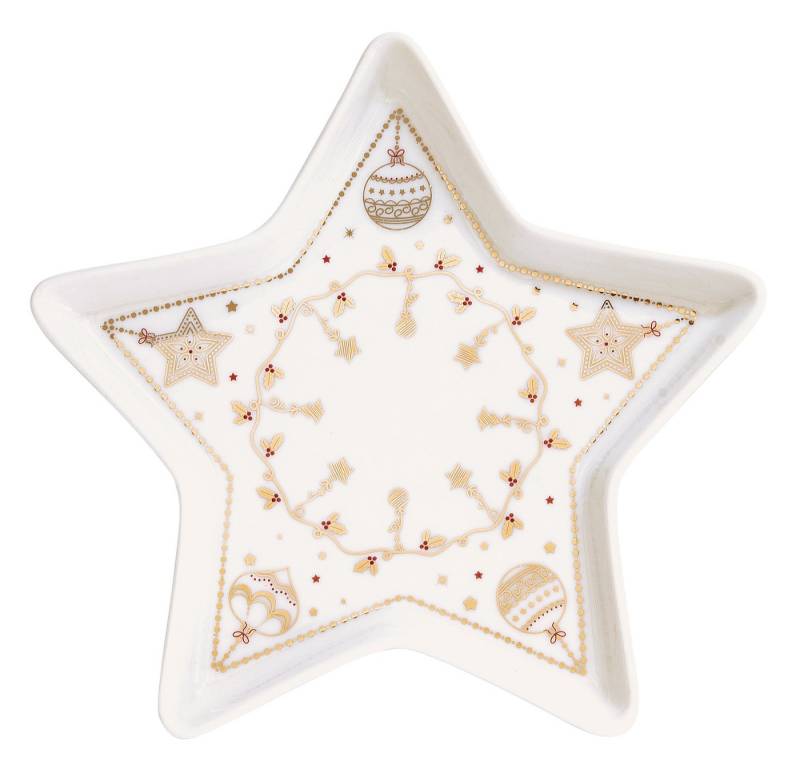 EasyLife Servierteller Christmas Lights, Porzellan, Handwäsche, Weiß, Motiv: Weihnachten von EasyLife