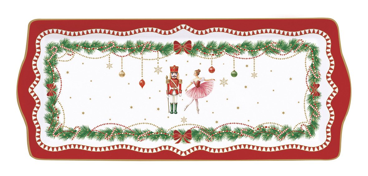 EasyLife Servierteller Magie de Noel, Porzellan, Handwäsche Empfohlen, Weiß, Motiv: Weihnachten von EasyLife