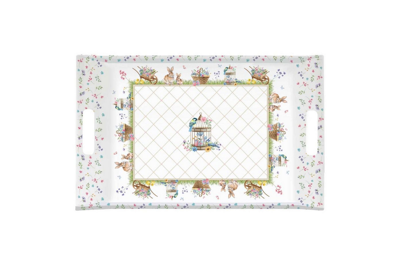 EasyLife Tablett Spring Bloom, Melamin, Farbe: Mehrfarbig, Motiv: Hasen & Blumenkörbe EasyLife Tablett Spring Bloom, Melamin, Farbe: Mehrfarbig, Motiv: Hasen & Blumenkörbe von EasyLife