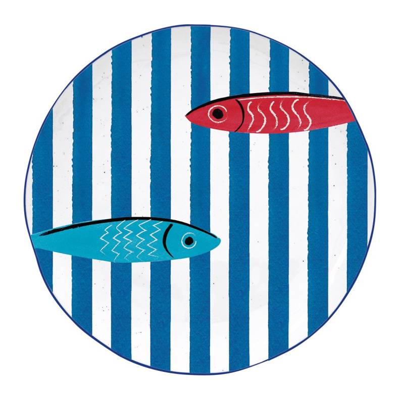 EasyLife Speiseteller Sardines Party, Spülmaschinengeeignet, Mehrfarbig, Motiv: Fische von EasyLife
