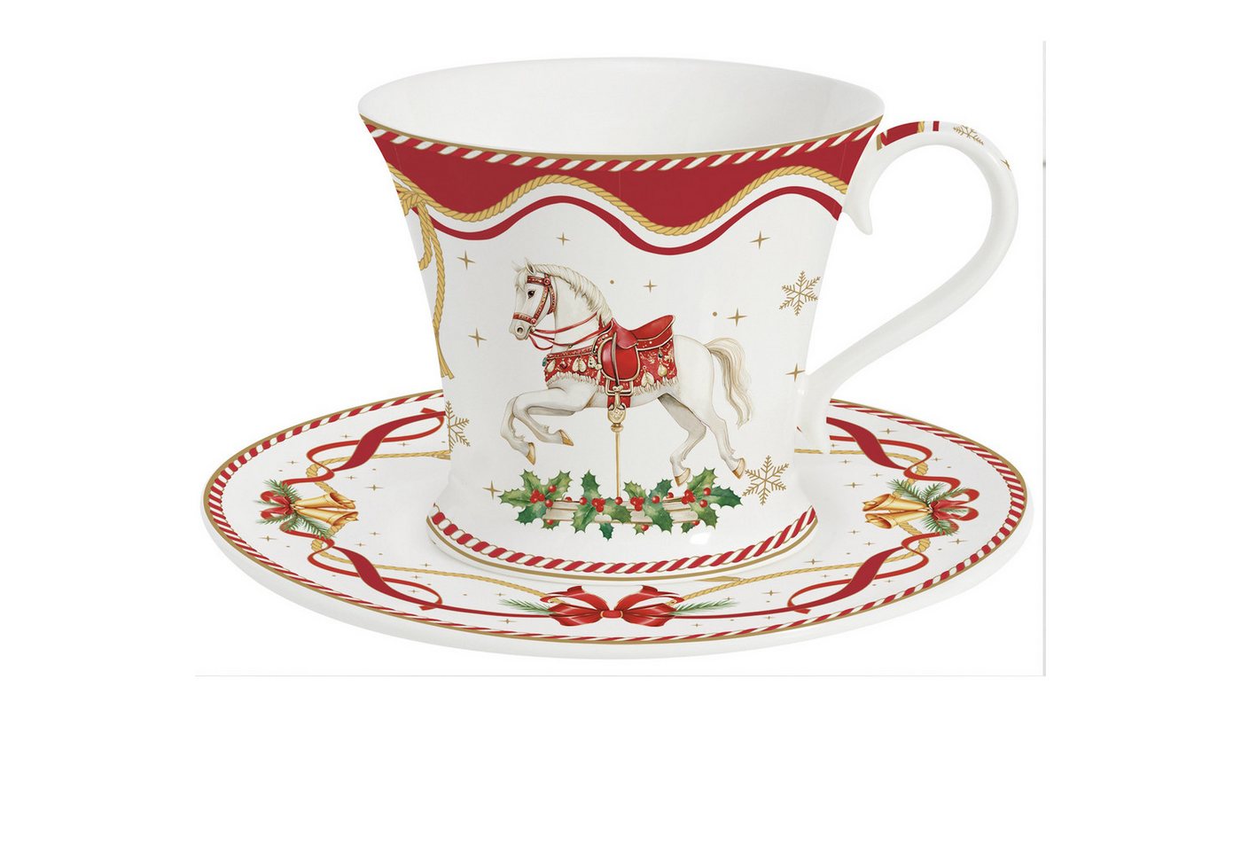 EasyLife Tasse Christmas Tale, Porzellan, Spülmaschinengeeignet, Mehrfarbig, Motiv: Schaukelpferd von EasyLife