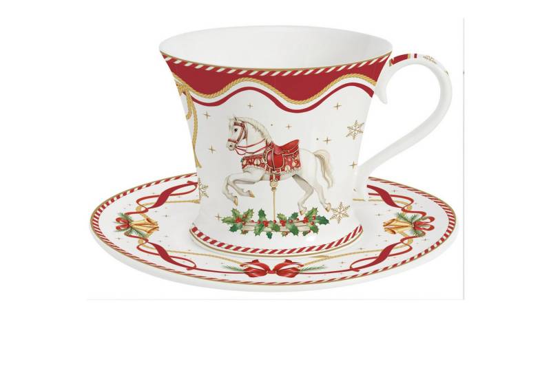 EasyLife Tasse Christmas Tale, Porzellan, Spülmaschinengeeignet, Mehrfarbig, Motiv: Schaukelpferd von EasyLife