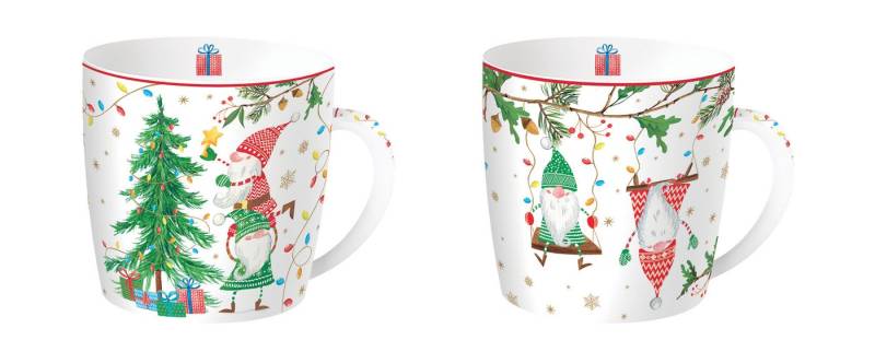 EasyLife Tasse Ready for Christmas, Porzellan, Handwäsche Empfohlen, Weiß, Motiv: Wichtel von EasyLife
