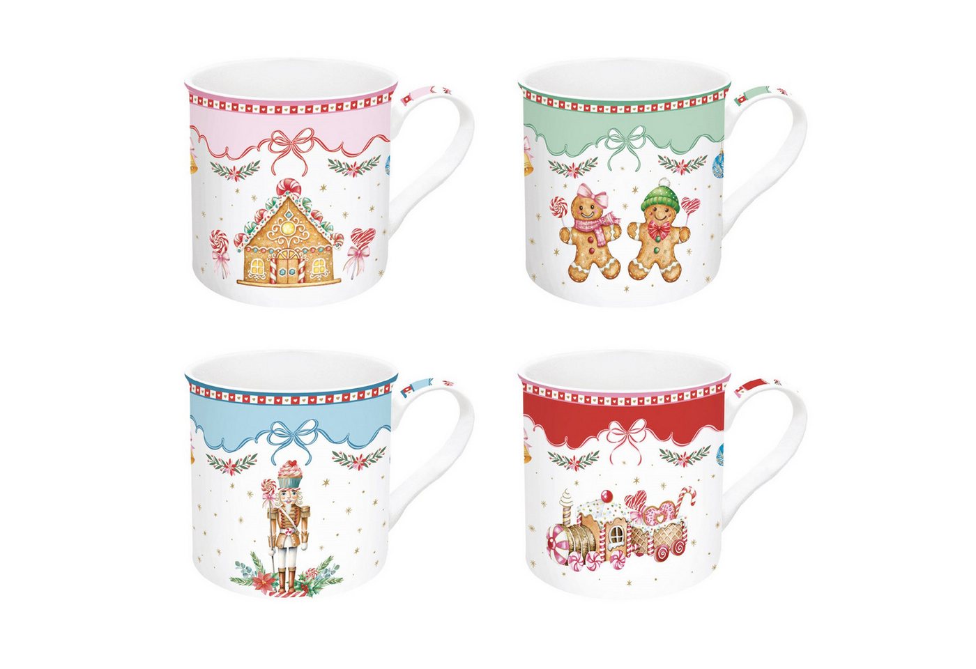 EasyLife Tasse Sweet Christmas, Porzellan, Spülmaschinengeeignet, Mehrfarbig, Motiv: Lebkuchenmännchen von EasyLife