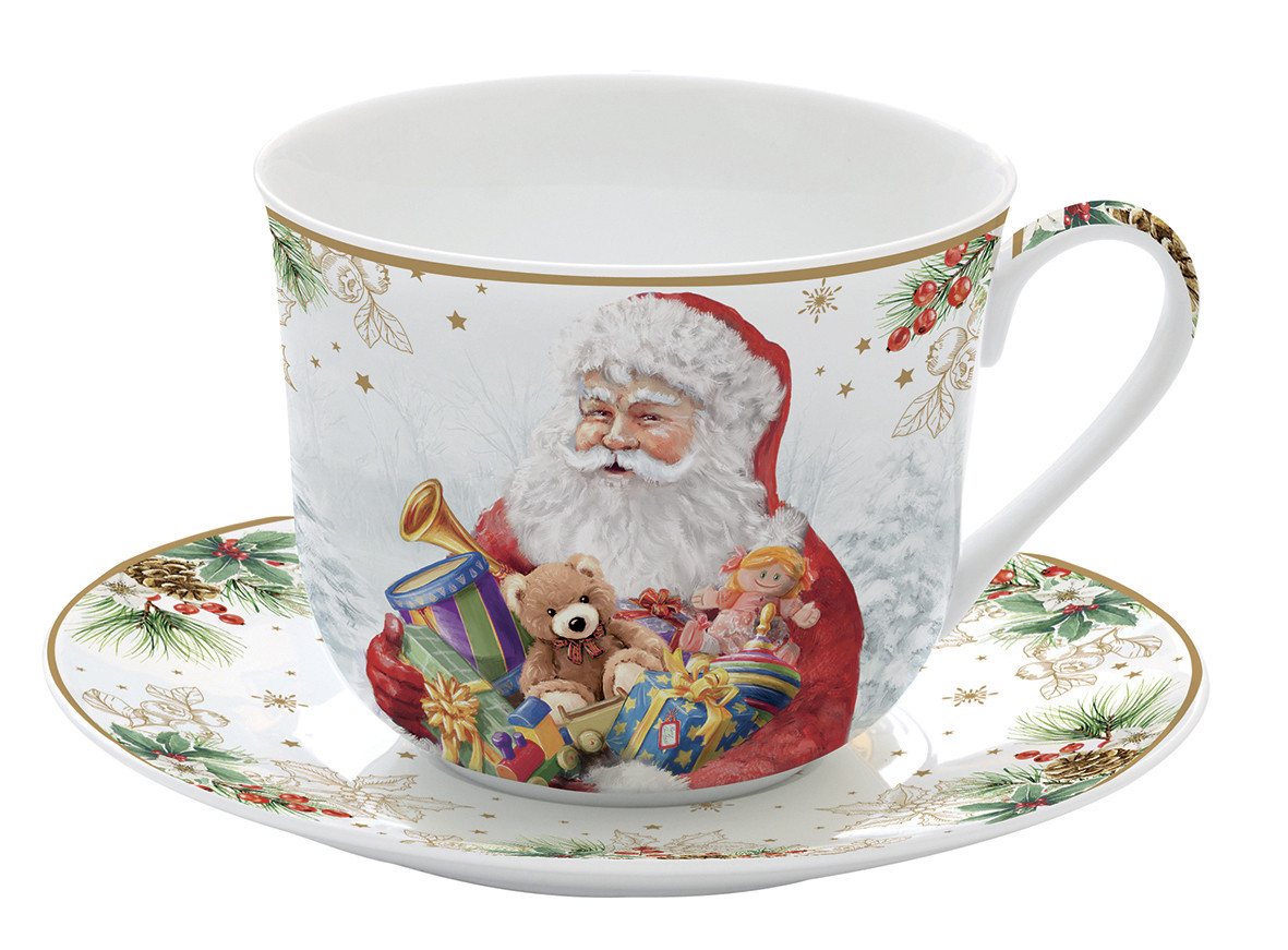 EasyLife Untertasse Santa Is Coming, Handwäsche Empfohlen, Weiß, Motiv: Weihnachtsmann von EasyLife