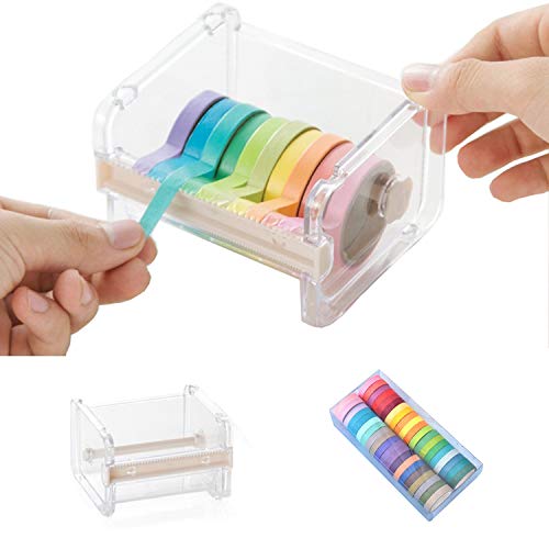 40 Rollen Washi Tape Set mit Washi Tape Cutter, 7,5 mm Washi Tape Bunt, dekorativ und beschreibbar, für Kinder DIY Bastelbuch Scrapbook Dekoration und Verpackung eines Geschenks von EasyLifeStore