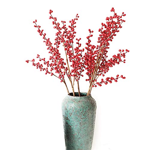 EasyLife 72cm rote künstliche Blume Weihnachtsbeerenzweig, 5 STK. EIN Set, Dekoration für Hochzeitsdekoration, Küche, Büro, Café, Wohnkultur, Weihnachtsdekoration von EasyLifeStore