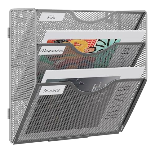 EasyPAG 3 Fächer Zusammensetzen Metall A4 Zeitschriftenhalter Wand Zeitschriften Wandhalter Aktenablage Dokumentenhalter Hängend Magazin Organizer Flyerhalter Prospektspender,Silber von EasyPAG