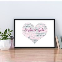 Personalisiertes Dekor A4 Personalized Custom Familie Herz, Geschenk, Wanddekor, Herz-Druck, Wordart von EasyPersonalised