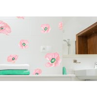 Sale -30% - Fliesenaufkleber Rosa Mohnblumen Deko-Aufkleber Möbelaufkleber Handgemalte Mohnblumen-Aufkleber von EasySweetHome