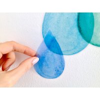 Wandtattoo Aquarell Regentropfen in Aquablau Ab 8, 99 Eur - Wandaufkleber Im Clean-Look, Fliesenaufkleber, Möbelaufkleber Handgemalt von EasySweetHome