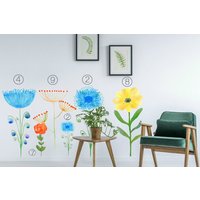 Wandtattoo Blume Gelb Ab 15, 20 Eur, Wandsticker Riesenblume, Möbelaufkleber, Blumen Wandtattoo, Mädchenzimmer Schlafzimmer Wanddeko Nr.8 von EasySweetHome