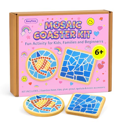 Mosaikfliesen-Untersetzer, Bastelset, 2 Ozean-Themen, Mosaik-Buntglas-Set für Mädchen im Alter von 8–12 Jahren, mit Bambus-Untersetzern, Seebrille, Fliesen, Anleitung (evtl. nicht in deutscher Sprache Mosaikfliesen-Untersetzer, Bastelset, 2 Ozean-Themen, Mosaik-Buntglas-Set für Mädchen im Alter von 8–12 Jahren, mit Bambus-Untersetzern, Seebrille, Fliesen, Anleitung (evtl. nicht in deutscher Sprache von EasyTime