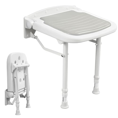 Duschklappsitz FüR Wandmontage, Duschhocker Für Senioren, Duschstuhl Klappbar, Wandklappstuhl Für ältere Menschen Behinderte, Maximale Belastung 250 Kg von EasyVibe