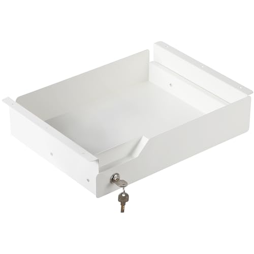 EasyVibe Untertisch Schublade Unterbau Unter Schreibtisch Schreibtische mit Schloss 42 cm (L) x 30 cm (B) x 9 cm (H), weiß von EasyVibe