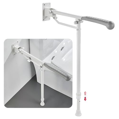 60cm Wandstützgriff Klappbar mit Bodenstütze, Aufstehhilfe Toilette, Haltegriffe für Senioren, Toilette Haltegriffe Höhenverstellbar, WC Haltegriff für Schwangere Behinderungen von EasyVibe