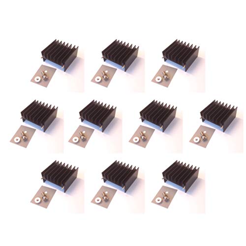 Easycargo 10 Packungen to-3p to-247 Kühlkörper + Isolator/Mounting Kits (Kühlkörper + Schraube + Unterlegscheibe + Buchse + Isolator Gummierte Silikon) (30mmx32mmx16.5 mm) von Easycargo
