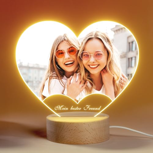 Easycosy personalisiert Liebe Bilderrahmen Nachtlicht - Muttertagsgeschenk für Mama & Vatertagsgeschenke für papa - Personalisierte Geschenke für Frauen Freundin & Tochter - Acryl Fotorahmen mit Text von Easycosy