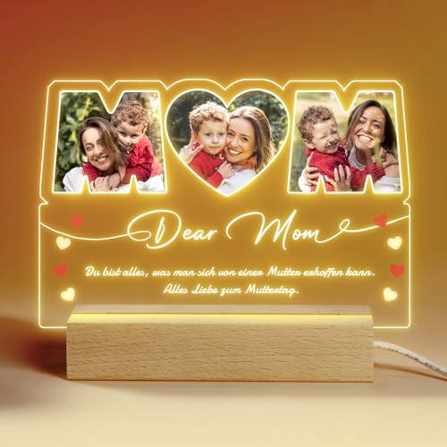 Easycosy Foto Nachtlicht personalisiert Herz Fotorahmen aus Acryl - Personalisierte Geschenke für Mama, Fotogeschenke für Frauen Freundin Tochter & Pärchen Muttertag Vatertag Weihnachten Geburtstag… von Easycosy