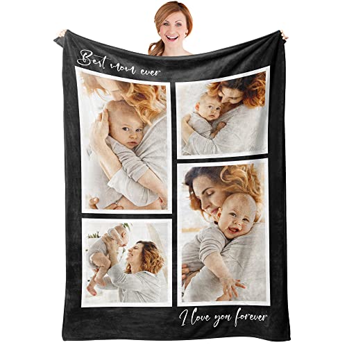 Easycosy Personalisierte Muttertagsgeschenke, Personalisiert Decke mit Foto & Text, Fotodecke mit Eigenem Foto, Kuscheldecke Decke Selbst Gestalten, Personalisierte Geschenke für Mama Freundin Papa von Easycosy